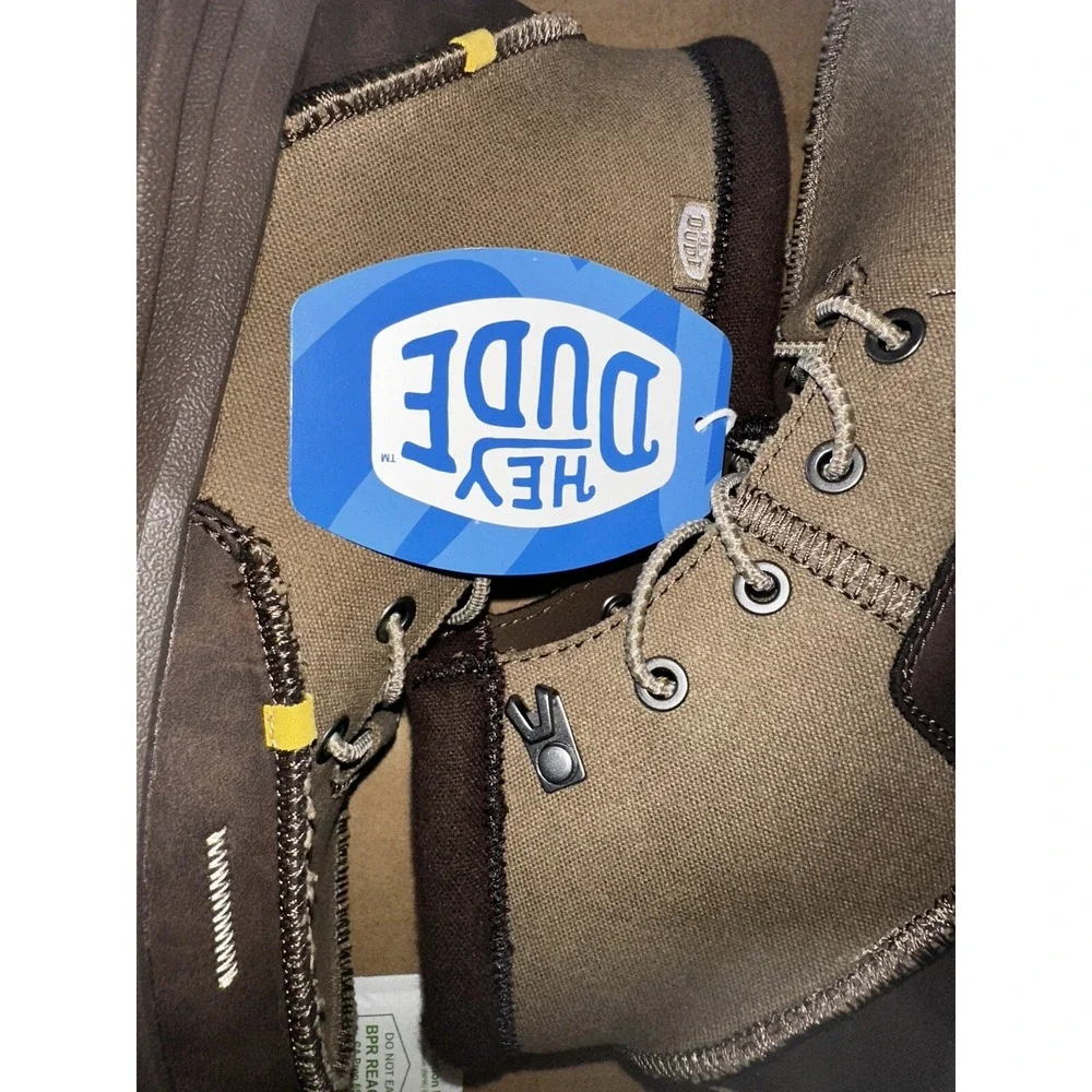 NIB Hey Dude Bradley Waxed Canvas - Brown - Mens‎ Size 6 - 40625-255 No Box Lid